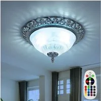 GLOBO LIGHTING LED Deckenleuchte, Leuchtmittel inklusive, Warmweiß, Farbwechsel, Landhaus Stil Decken Lampe Blumen Glas Leuchte Dimmer