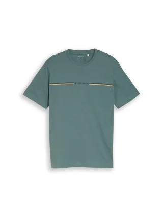 Tom Tailor - T-Shirt mit Logo-Print deep bluish green - Gr. - L