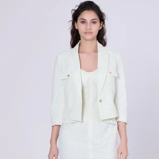Crop-Jacke mit Safari-Taschen und Punktedruck