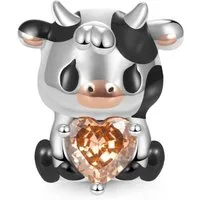 Gnoce Bead Gnoce Charm Kuh mit Herz GJC079 Silber