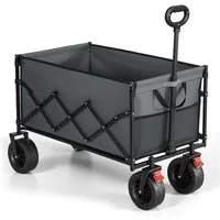 SONGMICS Handwagen altbarer Handwagen/Bollerwagen, Gartenwagen mit Griff, 4 verstärkte Rollen, davon 2 Universalräder, bis 150/180 kg belastbar