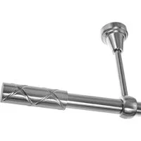 BASIT Gardinenstange Edelstahloptik 19mm mit Deckenträgern 120 cm E63, Ø 19 mm, 1-läufig, verschraubt, Metall, D18 120 cm E63 Zylinder Riffel