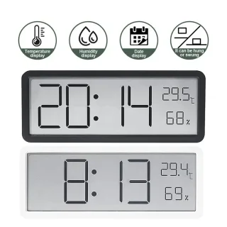 LCD Screen Digital Wall Clock Time Temperature Humidity Time Display Electronic Clock Desktop Digital Clock Battery Powe