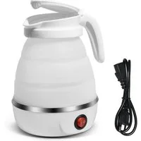 OZAVO Reise-Wasserkocher 0.6L 600W Mini Faltbarer Wasserkocher GLSH3141., 600 W, Weißer kleiner Wasserkocher aus Silikon