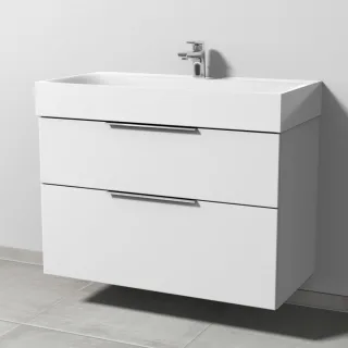Sanipa 3way Waschtischunterbau zu Kaldewei Silenio Waschtisch mit 2 Auszügen, Weiß-Soft UM45643