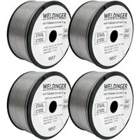 WELDINGER Schweißdraht 4 Rollen Fülldraht selbstschützend D100 0,8 mm 1 kg Baustahl NoGas, (4St), selbstschützend