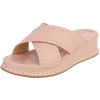 Ital-Design Damen Pantolette mit Nieten und Keilsohle Plateausandaletten (91971069) Keilabsatz/Wedge Keilsandaletten in Altrosa