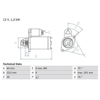 Bosch Anlasser 1,3 kW Alfa Fiat Lancia 1,3