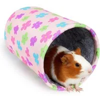 Ledander Kleintiertunnel Meerschweinchen Tunnel – Zubehör aus Canvas, Waschbarer Kuscheltunnel, für Hamster,&Frettchen–Faltbarer Spieltunnel & Versteck für Kleintiere