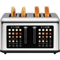 Fofile Toaster 2/4 Scheiben mit Abbruch-, Auftau- & Aufwärmfunktion, 4 kurze Schlitze, für 4 Scheiben, 1760 W, LED Anzeige, Berührungskontrolle, 8 Bräunungsstufen, 6 Brotsorten