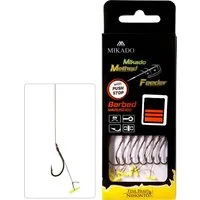 MIKADO Total Fishing Feederhaken Methode Feeder Rig Haken 8 Stück in Größe 12 - geflochten 0,12mm/10cm, (8-St), Mit Push Stop und Widerhaken