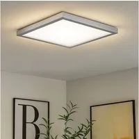 Briloner Leuchten LED Deckenleuchte, LED-Leuchtmittel fest verbaut, Warmweiß, Deckenlampe Panel Deckenleuchte silber Alu Backlight LED L 42,2 cm