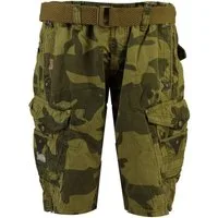 Geographical Norway Cargoshorts Herren Shorts G-PERLE (mit abnehmbarem Gürtel) in Unifarbe, Camouflage