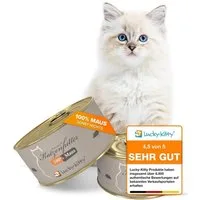 Lucky-Kitty Katzenfutter "Maus Pur", 100% gewolfte Maus, maximal artgerecht 4x100g, Nassfutter für: Katzen, Aus kontrollierter Haltung, getreidefrei, zuckerfrei, hypoallergen