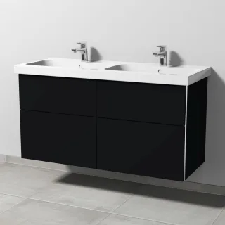 Sanipa 3way Waschtischunterbau zu Geberit iCon Light Waschtisch mit 4 Auszügen, Schwarz-Matt BS57708