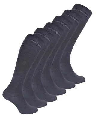 6 Paar Damen lange Bambus-Socken | Damen Kniestrümpfe - Grau