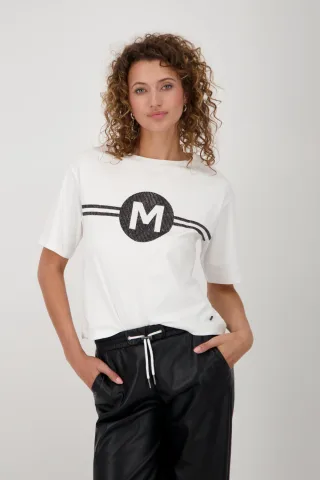 monari - T-Shirt mit Logo aus Strass off-white - Gr. - 42