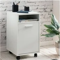 FINEBUY Rollcontainer SV51848 Schreibtischcontainer 33x60x38 Bürocontainer SuVa16397_1, (Bürocontainer Weiß 33x60x38, Beistellcontainer), Moderner Schreibtischcontainer mit Rollen und Tür