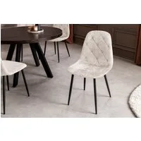 riess-ambiente Esszimmerstuhl GLAMM champagner beige/schwarz - Chenille Cremona, Metall, Steppung (Set, 2 St), 2 Stühle - ideal für Küche, Essz-, Wohn-, Arbeitszimmer & Büro