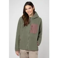 SUBLEVEL Fleecejacke Damen Teddyfleecejacke mit Brusttasche und Kapuze Fleecejacke Outdoorjacke Kuscheljacke