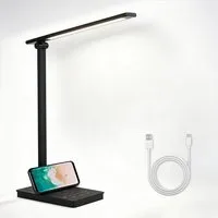 Fine Life Pro LED Schreibtischlampe LED Dimmbare Tischleuchte 15W Tischlampe, Augenschutz-Modus, LED fest integriert, USB-Anschluss