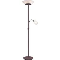 lightling Deckenfluter Klaus, Lichtquellen getrennt schaltbar, ohne Leuchtmittel, mit flexibler Leselampe, 180 cm hoch, rost, Leuchtmittel tauschbar