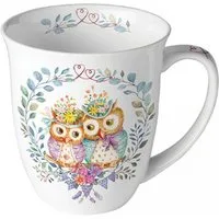 Ambiente Luxury Paper Products Becher Sommer, Blumen, Tiere, Pflanzen, Bäume, Herbst, Mug, Kollektion, 1-tlg., Porzellan Tasse, Becher 0,4 L Verliebtes Eulenpaar, Themes Animals, Winter, Geburtstag, Hochzeit, Valentinstag, Muttertag, Geschenke