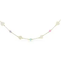 Made by Nami Perlenkette Damen Gold mit Perlen und Herzen Perlmutt aus Chirurgischem Edelstahl, 40 + 5 cm Geschenke für Frauen Wasserfester Schmuck Freundschaftskette