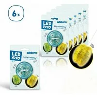 alldoro Fidget-Gadget LED Jojo, 6er Set, Yoyo mit Leuchteffekt, Geschicklichkeitsspielzeug, Ideal als Gastgeschenk oder Mitgebsel für Kindergeburtstag & Hochzeit