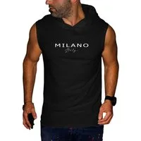 RMK Tanktop Ärmellos Shirt Herren Kapuze Gym Milano Milan aus 100% Baumwolle