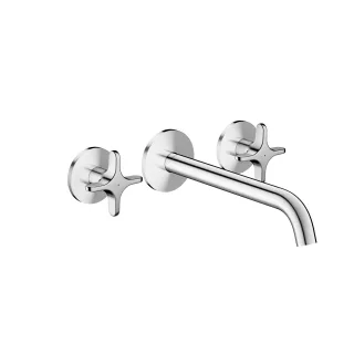 Hansgrohe 3-Loch Waschtischarmatur AXOR One Unterputz Wandm. 220mm Kreuzgriff chr, 48140000 48140000