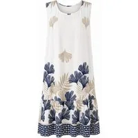 ITALY VIBES Sommerkleid - Ärmelloses Viskosekleid mit Blätterprint - Kleid Damen ONE SIZE - passend für Größen M - XL