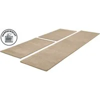 THEKO Bettumrandung Gabbeh Uni, Handweb Teppich, meliert, reine Wolle, Höhe 14 mm, (3-tlg), Bettvorleger, Uni-Farben, handgewebt, Läufer-Set, Schlafzimmer