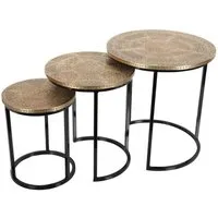 Casa Moro Satztisch Orientalische Satztische 3er Set Hanane Gold Schwarz rund (3-St), für Wohnzimmer