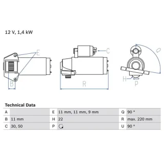 Bosch Anlasser 1,4 kW 0986022561 Ford Cougar Maverick Mondeo Jaguar X-Type