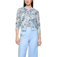 Marc Cain Strickjacke Serene Hues Premium Damenmode Allover-Blumenmotiv, im Blouson-Stil, 2-Wege-Reißverschluss