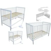 Micoland Beistellbett Kinderbett Beistellbett Babybett 120x60cm mit Gurt und Rädern