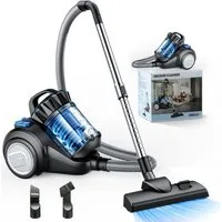 ibettertec Bodenstaubsauger staubsauger beutellos, Hygiene-Filter, hohe Saugkraft, 900 W, kompakt für Hartboden/Teppich, Turbodüse, Polsterdüse, 6m langes Kabel
