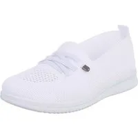 Ital-Design Bequeme Damenschuhe mit atmungsaktivem Mesh-Design Slipper (91554362) Keilabsatz/Wedge Slipper in Weiß