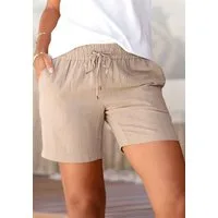 LASCANA Shorts aus Baumwoll-Leinen-Qualität Leinenmix mit Taschen, Leinenhose, kurze Hose, Sommerhose, Schlupfhose