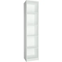 Home Collective Bücherregal mit 5 Ebenen Regal in matter Ausführung 39 cm breit, Standregal, mit 4 Einlegeböden, ideal für Schlafzimmer, Wohnzimmer, Flur Weiß
