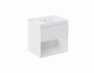 Cosmic Bbest Unterschrank 1 Schublade Und 1 Ablage mit Teckstone-Waschbecken, weiss matt, WJB010P060 WJB010P0601102