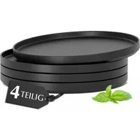 MiaMio Teller-Set Luxe Speiseteller 4er-Set Schwarz (4-tlg), Steingut