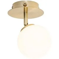 Qazqa Wandleuchte Athens-opal, ohne Leuchtmittel, Warmweiß, QAZQA Wand­leuchte, g9, gold, Stahl, Modern