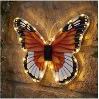 GLOBO LIGHTING LED Wandleuchte, LED-Leuchtmittel fest verbaut, Warmweiß, Solarleuchte Außen Gartenlampe Schmetterling bunt B 35 cm