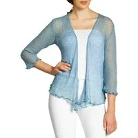 Caspar Strickjacke STJ022 angenehm leichter Damen Sommer Bolero mit 3/4 Arm