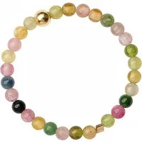 Lebensquelle Plus Fingerring Regenbogen Turmalin Ring mit goldener Kugel – Perlenring