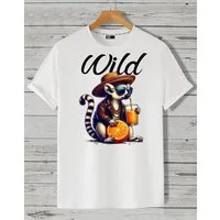 RMK T-Shirt Herren Print-Shirt T-Shirt Basic Vintage Wild Orange aus Baumwolle