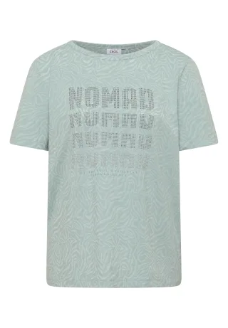 CECIL - Kurzarm Shirt im Ausbrenner-Look crystal mint - Gr. - S