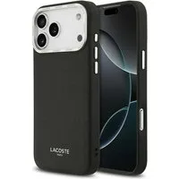 Lacoste Handyhülle iPhone 17 Pro Max Champs Elysees Kunstleder schwarz Logo Magsafe 6,9 Zoll, Kantenschutz